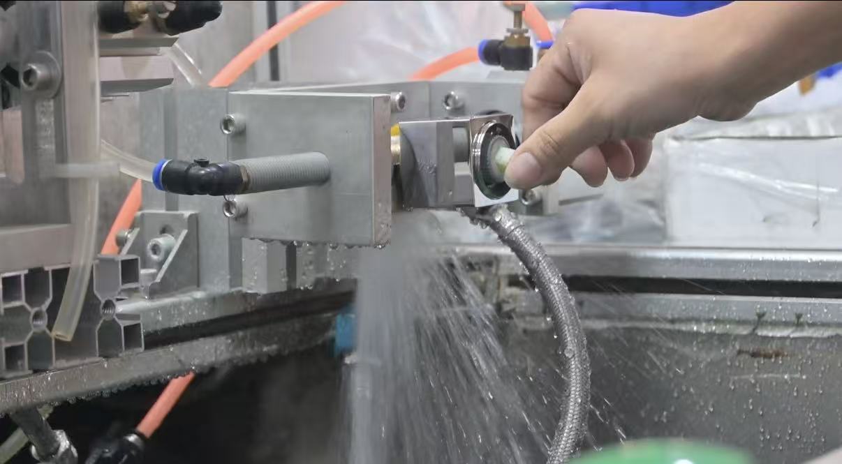 Water flowing from a product during a checking operation