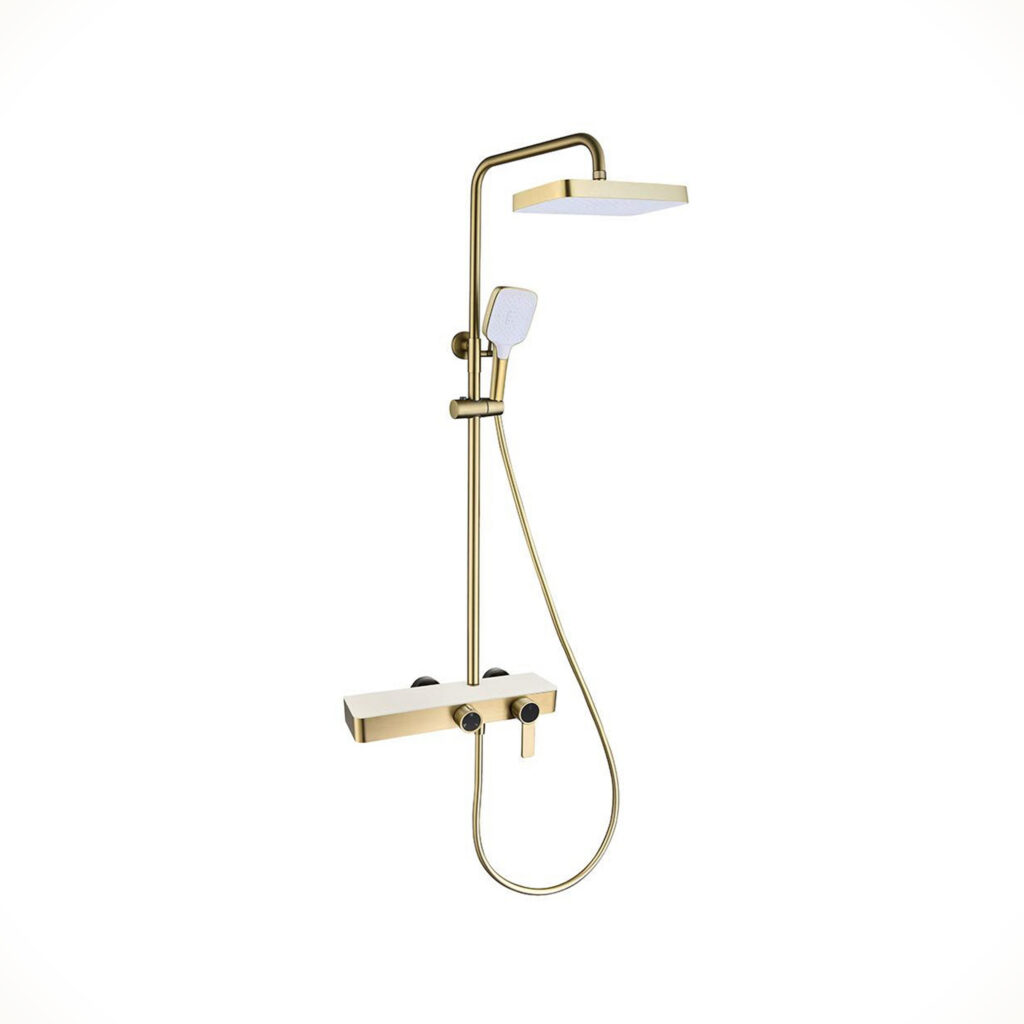 Brushed Gold Exposed Rain Shower Column Set